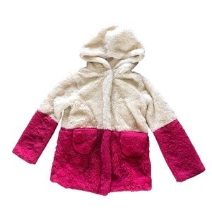 Tucker + Tate Pink and Cream Hooded Fleece Coat